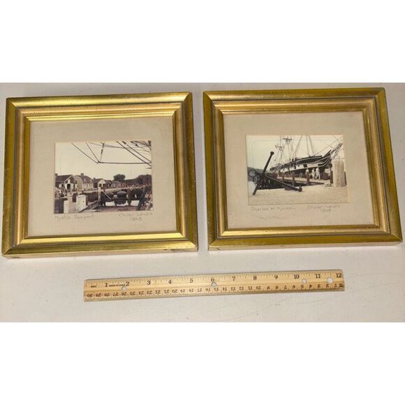 2 Vintage Framed Oliver Lewis Photographs: Charles W Morgan Ship Mystic Seaport - Picture 1 of 5